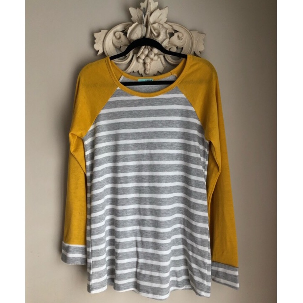 Gray and White Striped Sweater Tee